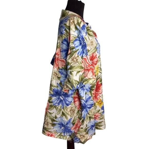 Cathy Daniels Size 3X Blouse Top Womens Floral Button Front Blue Floral Hi Low - Picture 4 of 8
